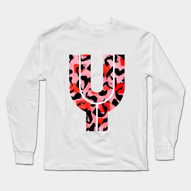 Letter Y Watercolour Leopard Print Alphabet Red Long Sleeve T-Shirt by Squeeb Creative